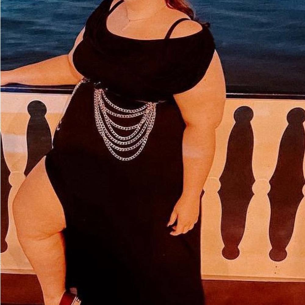 Black slit dress